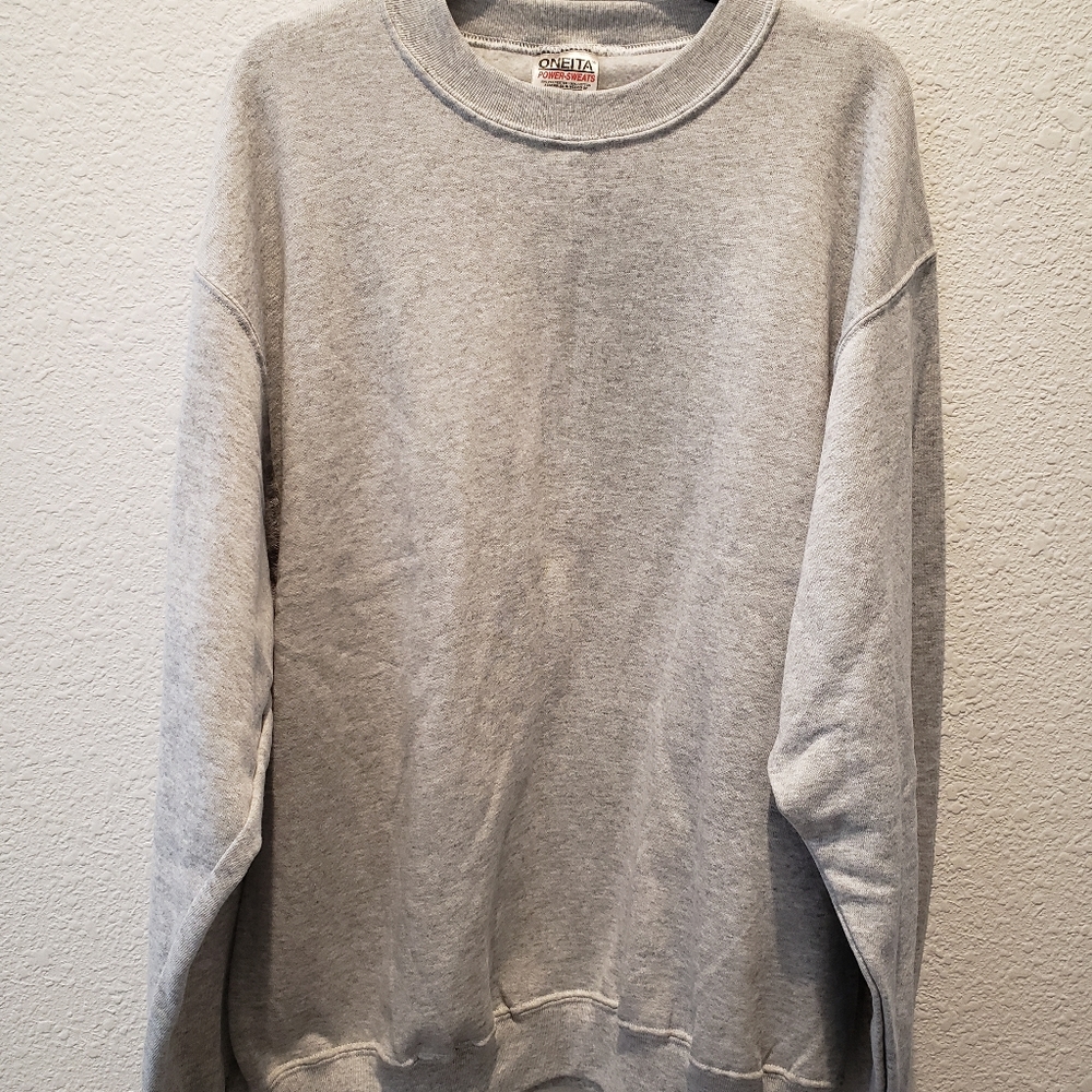 Vintage 1990s Oneita Blank Crewneck Men's sz L Gray
